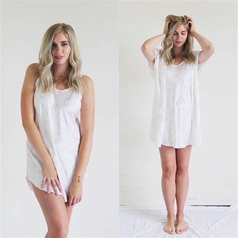 White Floral Lingerie Set Slip Dress Short Robe Two Piece Etsy