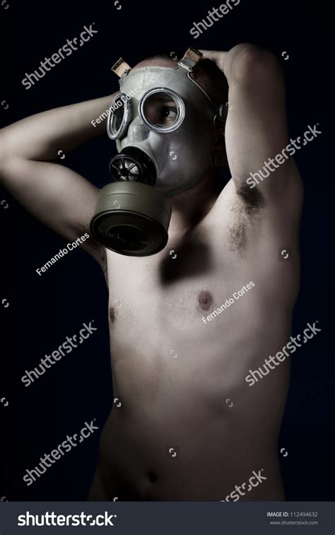 Scared Naked Man Gas Mask Stock Photo Shutterstock
