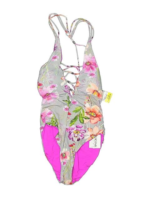 Tini Bikini Floral Pink One Piece Swimsuit Size L 12 Off ThredUp