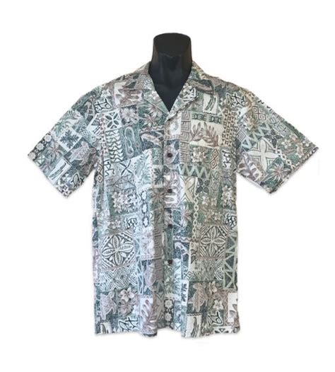 Rjc Hawaiian Shirt Green Flower Classic Malibu