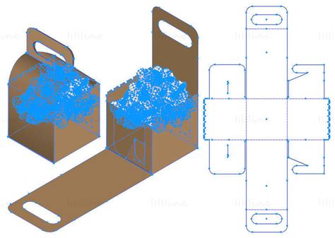 Cake Carton Packaging Dieline Pattern
