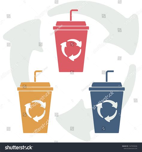 Recycling Plastic Cups Vector Graphics เวกเตอร์สต็อก ปลอดค่าลิขสิทธิ์