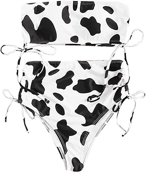 Conjunto De Bikini De Cintura Alta Con Estampado De Vaca Sexy Para Mujer Amazon Mx Ropa
