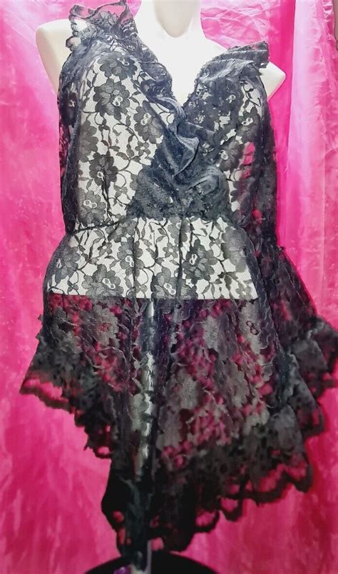 Vintage Voe Mode Large Lace Teddy Lingerie Black NWOT Gem