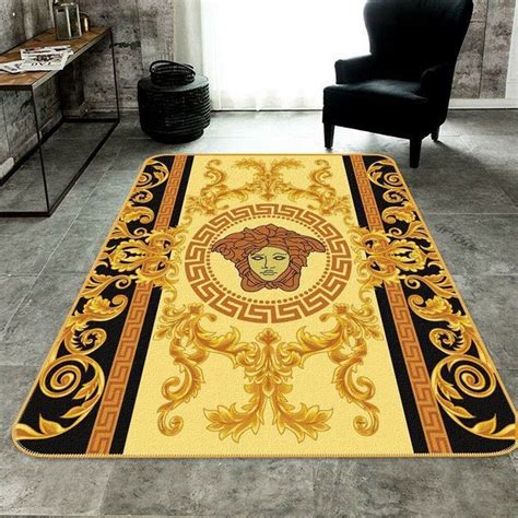 Versace Black Mix White Logo Luxury Brand Carpet Rug Limited Edition
