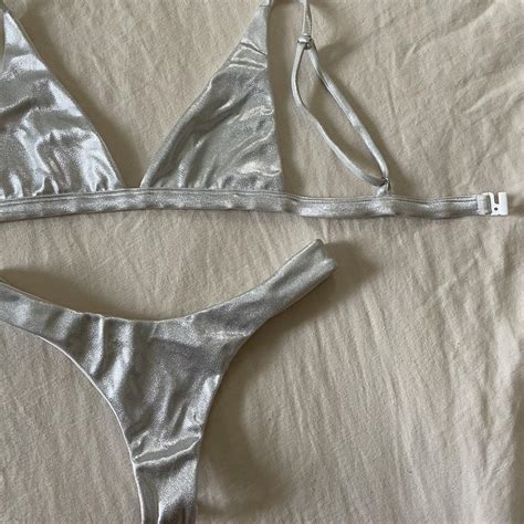 Fae Swim Silver Bikini Ive Never Worn This Just Depop
