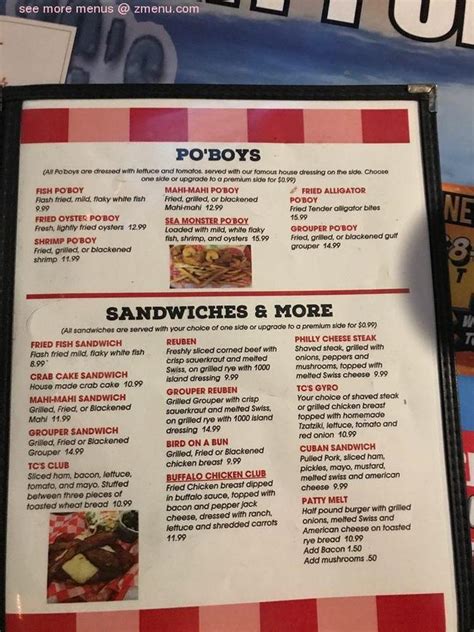Online Menu Of Tcs Front Porch Restaurant Navarre Florida 32566 Zmenu