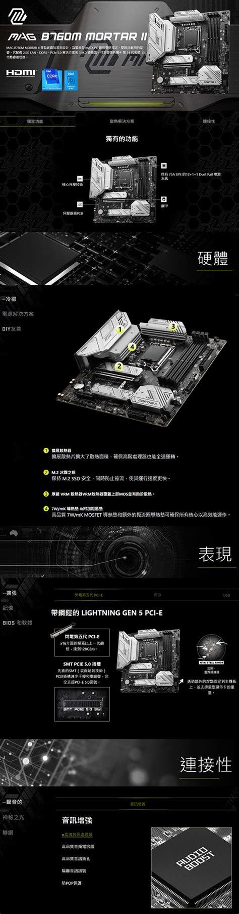 3CTown購物中心 MSI微星 MAG B760M MORTAR II m ATX DDR5 4 1H1DP USB3 2 A C M