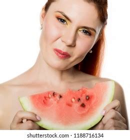 Beautiful Nude Redhead Woman Eating Slice Stock Photo Shutterstock