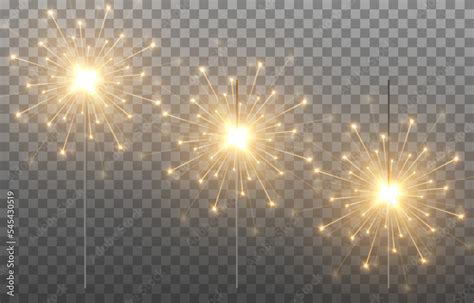 Vector sparklers on an isolated transparent background. Sparkling light ...