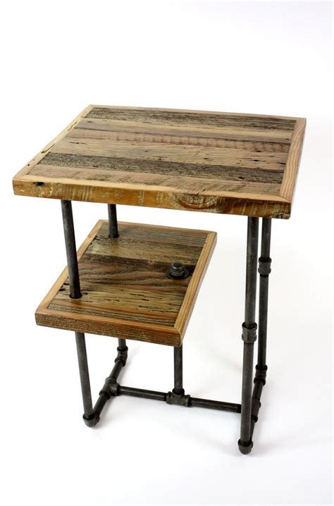 Hand Made Galvy Industrial Side Tables Reclaimed Wood Nightstands