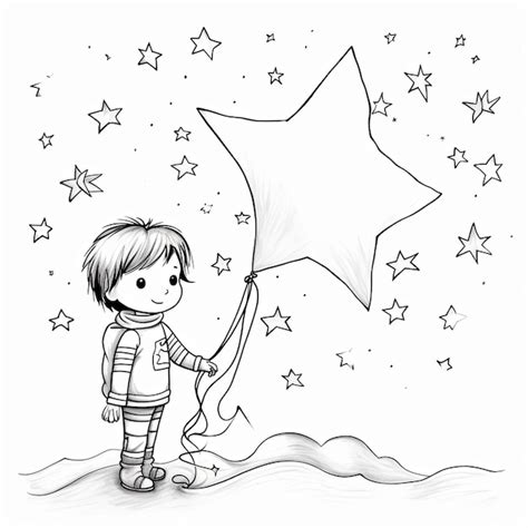 Premium AI Image | Black and white coloring picture of a starfall