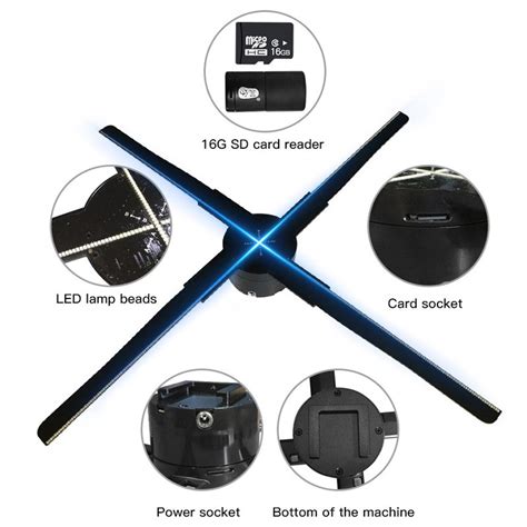 Cm D Holographic Projection Advertising Machine Naked Eye Led Fan Lamp Rotating Suspension