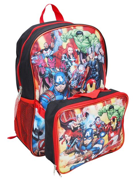 Marvel Avengers Backpack 16 W Detachable Lunch Bag 2 Piece