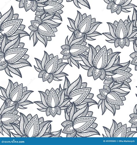 Seamless Pattern Lotus Stock Vector Illustration Of Leaf 49399085