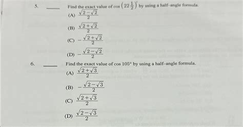 Solved Find The Exact Value Of Cos2212° ﻿by Using A