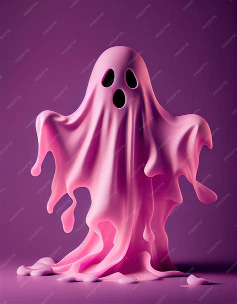 Premium AI Image | White ghost on pink pastel background created with ...