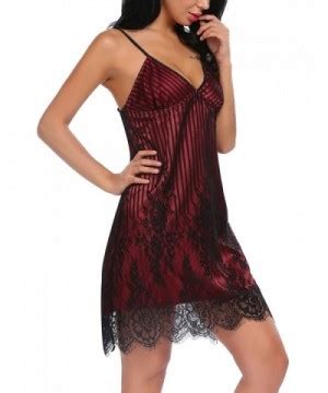 Sexy Lingerie Women Satin Lace Chemise Layered Full Slips Babydoll Sleepwear Wine Red