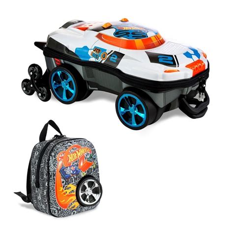 Kit Mochila Infantil 3D C 3 Rodinhas E Lancheira Hot Wheels Terrian Storm Shopee Brasil