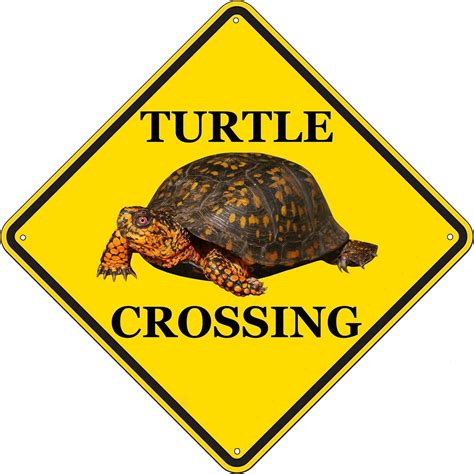 Turtle Crossing Sign – Eastern Box Turtle Metal Warning Sign for Yard