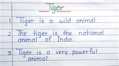 10 Lines Essay On Tiger Short Essay About Tiger In English Essay