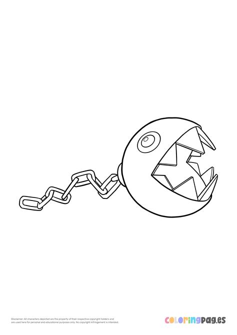 Mario Chain Chomp Coloring Pages Sketch Coloring Page