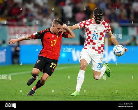 Belgium S Leandro Trossard Left And Croatia S Josko Gvardiol Battle