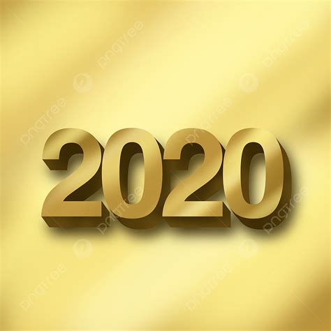 2020 3d Vector 2020 3d Text Gold Simple 2020 Celebrate Png Image