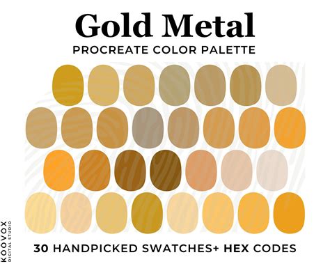 gold procreate color palette metallic yellow swatches digital