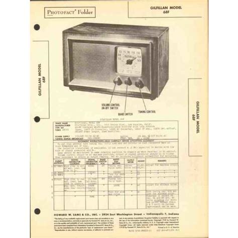 GILFILLAN Model 68F 6 Tube AM FM Radio Receiver Sams Photofact Manual