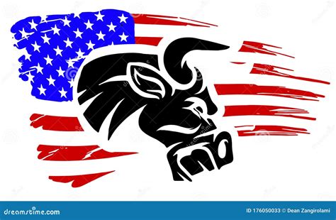 Grunge Texture Of Bull Head Or Cow With Usa Flag Stock Vector