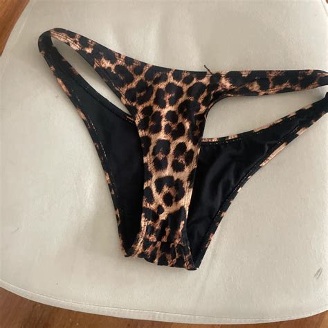 Leopard Print Black And Brown Bikini Bottoms And Top Depop