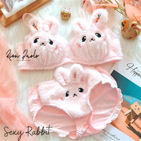 Jual Premium Bra BH Celana Dalam CD Tanpa Kawat Set Sexy Hot Cosplay Bulu Motif Hewan