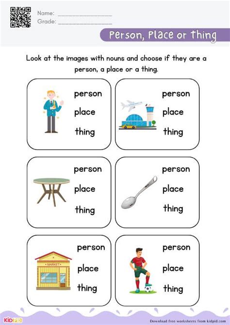 Person Place Or Thing Noun English Worksheet Kidpid