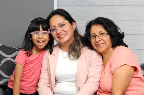 Latina Grandmother Mom And Daughter With Glasses Show Their Love And Support To Celebrate