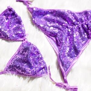Sexy Sequin Sparkly Bling Purple Bikini Made To Order Unique Swimwear Etsy