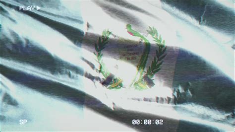 Vhs Video Casette Record Guatemala Flag Waving On The Wind Glitch