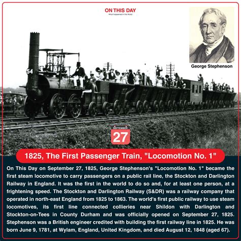 1825 The First Passenger Train Locomotion No 1 Rthisdayinhistory