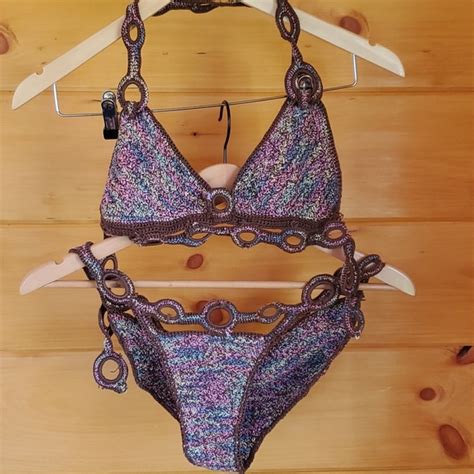 Swim Nwot Boho Chic Crochet Earthy Multi Colored Bikini Size Medium Poshmark