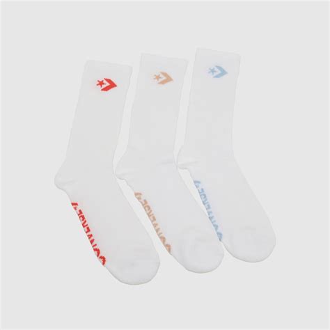 White Multi Converse Classic Star Crew Sock 3 Pack Socks Schuh