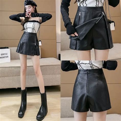 Jual Celana Pendek Kulit Leather Hot Pants Celana Pendek Kpop Korea Girl Band Hot Mini Skirt