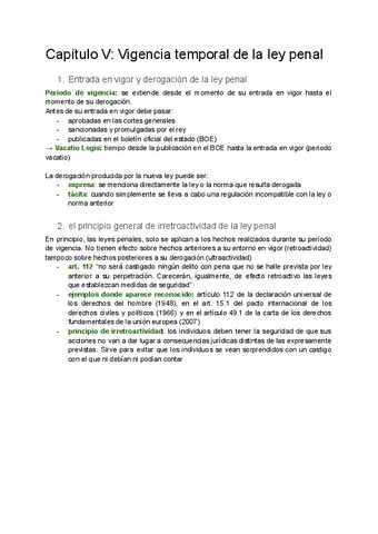 Capitulo V Viigencia Temporal De La Ley Penal Pdf