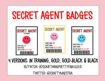 Secret Agent Badges | EDITABLE | 4 Versions **PLUS FREEBIE included