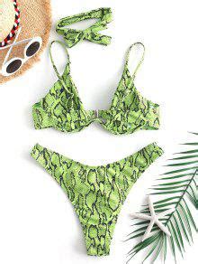 ZAFUL Snake Print High Cut Bikini Set In EMERALD GREEN ZAFUL 2024