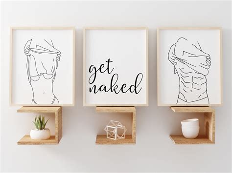 Get Naked Sign Print Set Get Naked Wall Art Poster Bathroom Etsy