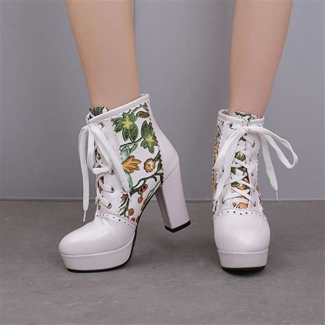 Купить Женские ботильоны с круглым носком на толстом высоком каблуке и ...