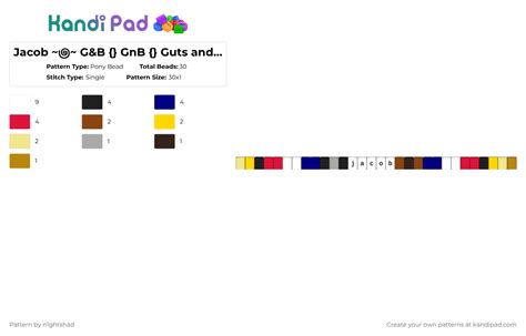 jacob gb gnb guts  blackpowder pony bead pattern kandi