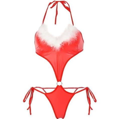 YOOJIA Déguisement Sexy Mère Noël Ensemble Lingerie Femme Chemise de Nuit Sous Vêtements