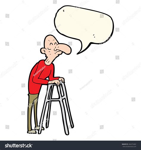 Cartoon Old Man Walking Frame Stock Vector Royalty Free 266375402