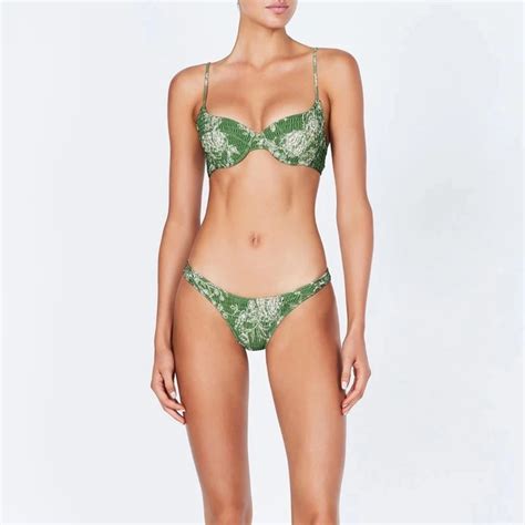 Sexy Triangle Push Up Bikini Set Brazilian String Thong Swimwear Ruche